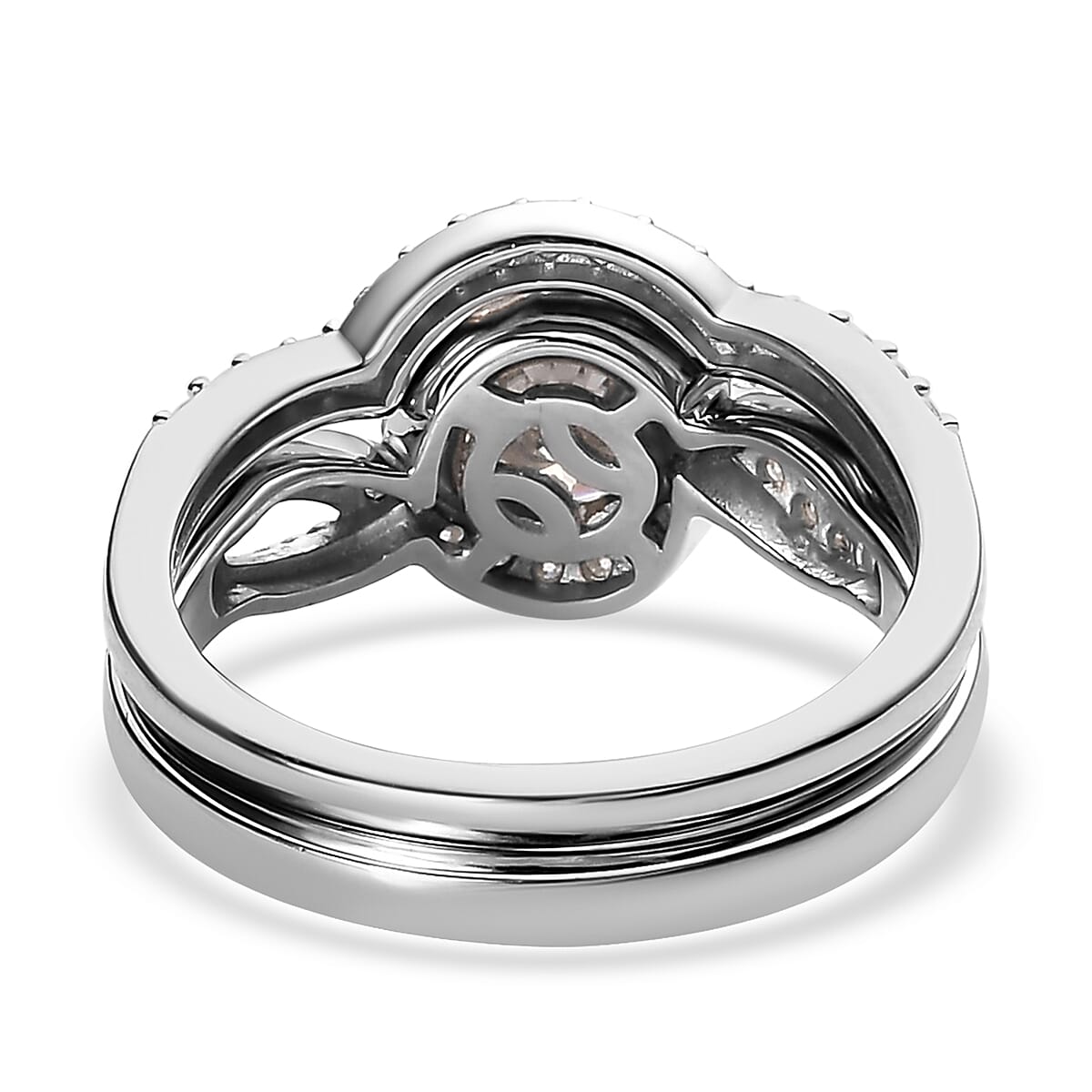 Moissanite Set of 2 Stackable Ring in Platinum Over Sterling Silver 1.15 ctw (Delivery in 5-7 Business Days) image number 5