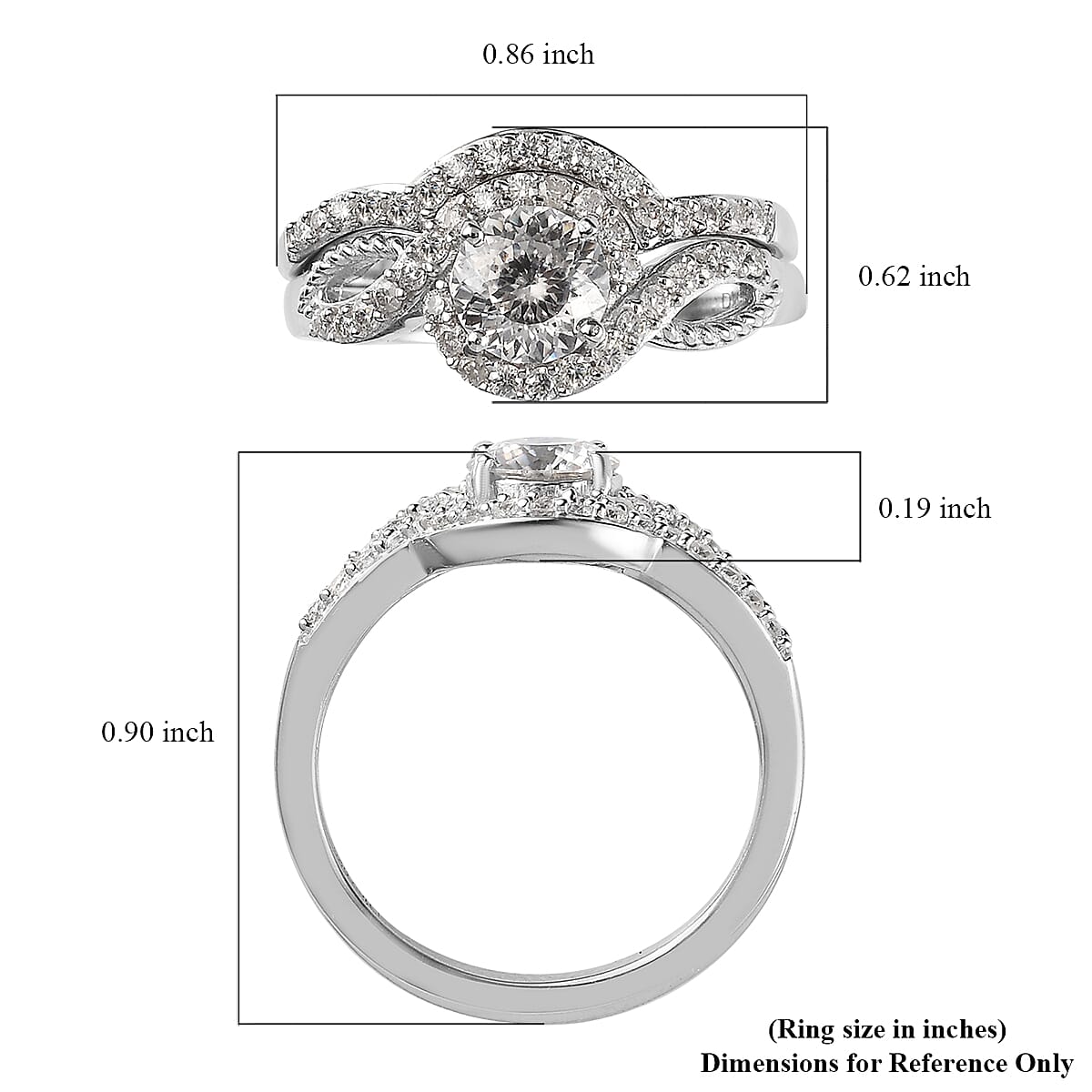 Moissanite Set of 2 Stackable Ring in Platinum Over Sterling Silver 1.15 ctw (Delivery in 5-7 Business Days) image number 6