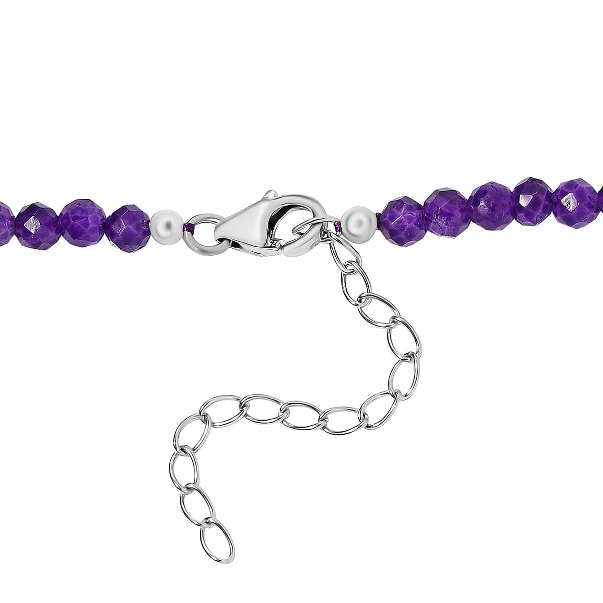 Amethyst Heart Pendant with Beaded Necklace 20 Inches in Platinum Over Sterling Silver 129.50 ctw image number 4