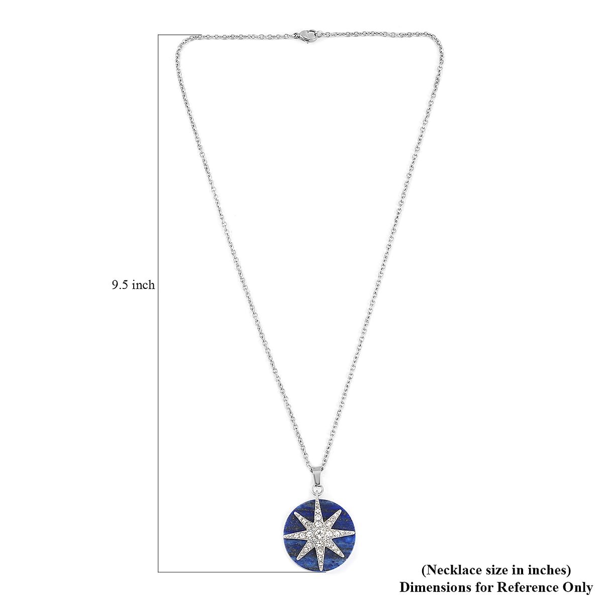 Lapis Lazuli and Austrian Crystal Pendant Necklace 20 Inches in Stainless Steel 10.00 ctw image number 6