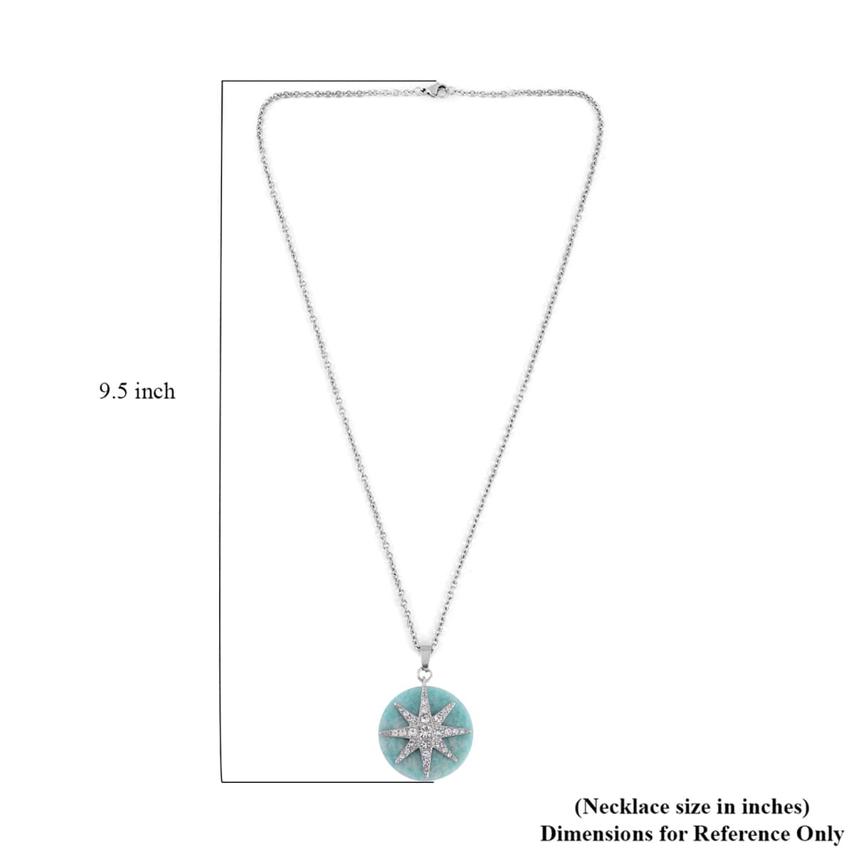 Amazonite and Austrian Crystal Pendant Necklace 20 Inches in Stainless Steel 10.00 ctw image number 6