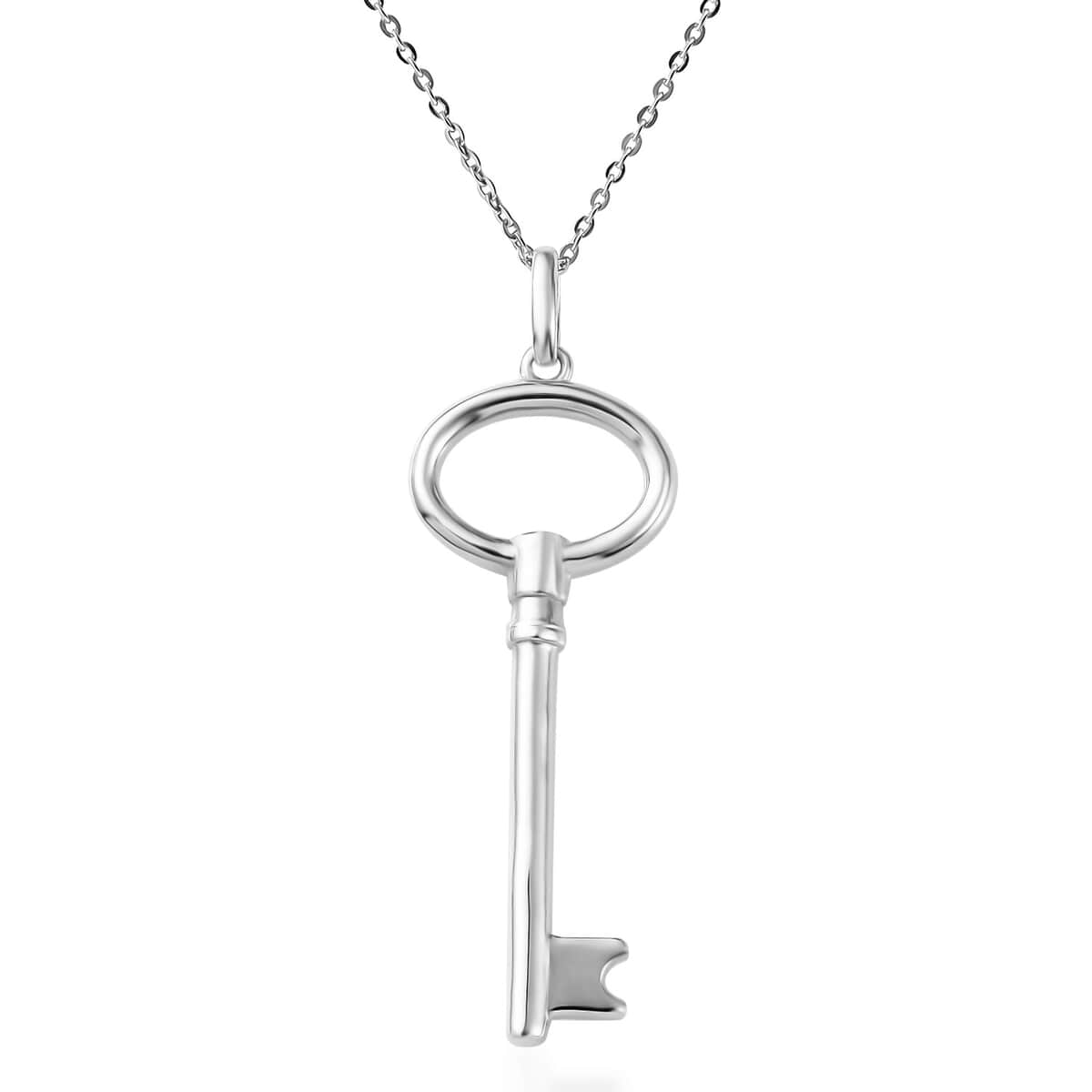 Vermeil RG Over Sterling Silver Key Pendant Necklace (20 Inches) (6 g) image number 0