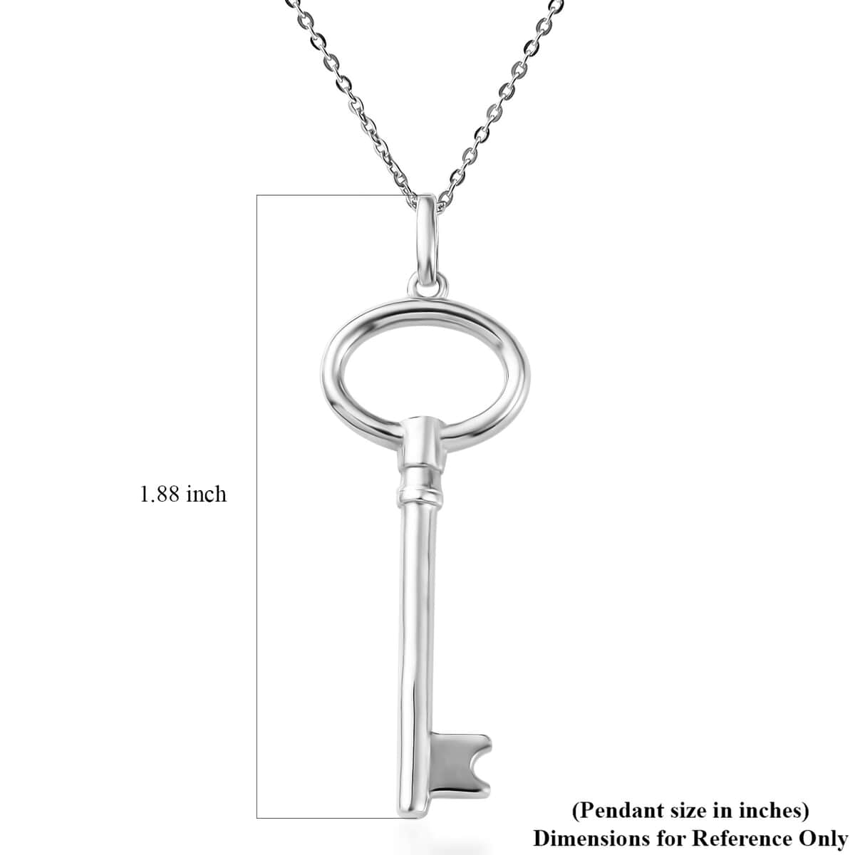 Vermeil RG Over Sterling Silver Key Pendant Necklace (20 Inches) (6 g) image number 5