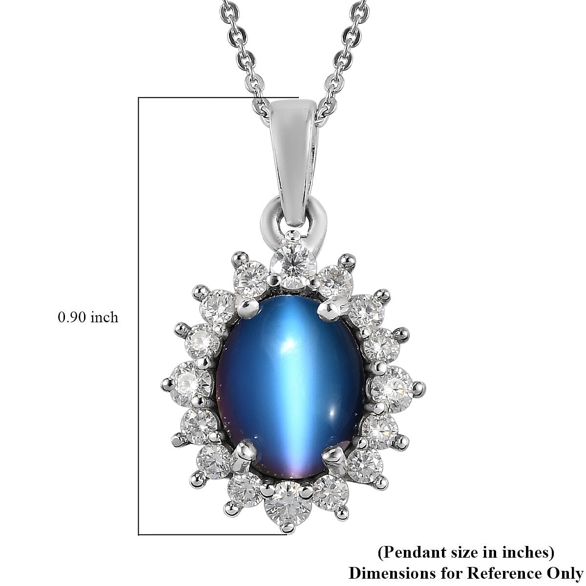 Aurora Moonstone (D) and Moissanite Sunburst Pendant Necklace 20 Inches in Platinum Over Sterling Silver 3.50 ctw image number 6