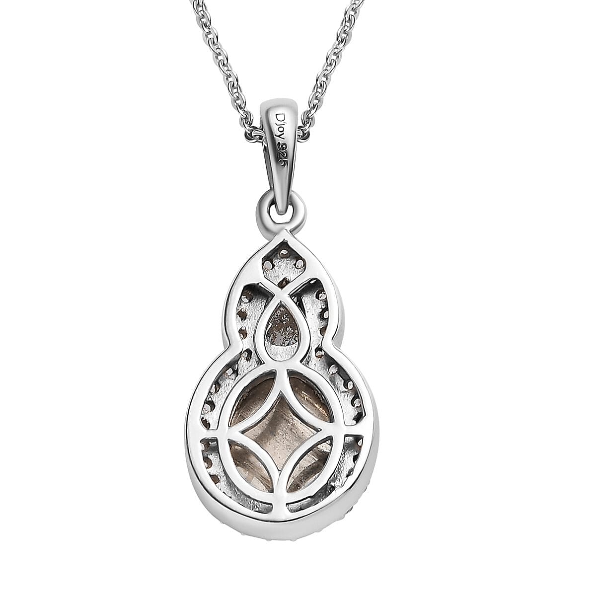 Aurora Moonstone (D) and White Zircon Pendant Necklace 20 Inches in Platinum Over Sterling Silver 4.25 ctw image number 4