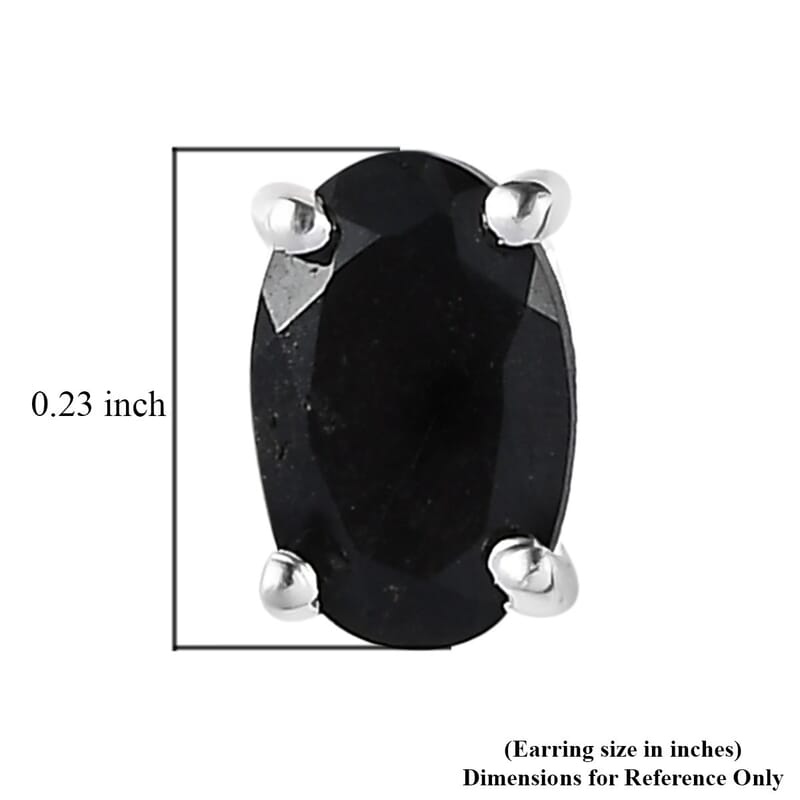 Mozambique Garnet and Australian Black Tourmaline 1.85 ctw Set of 2 Stud Earrings in Sterling Silver