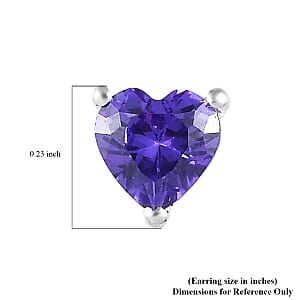 Set of 3 Simulated White, Pink and Blue Diamond Solitaire Stud Earrings in Sterling Silver