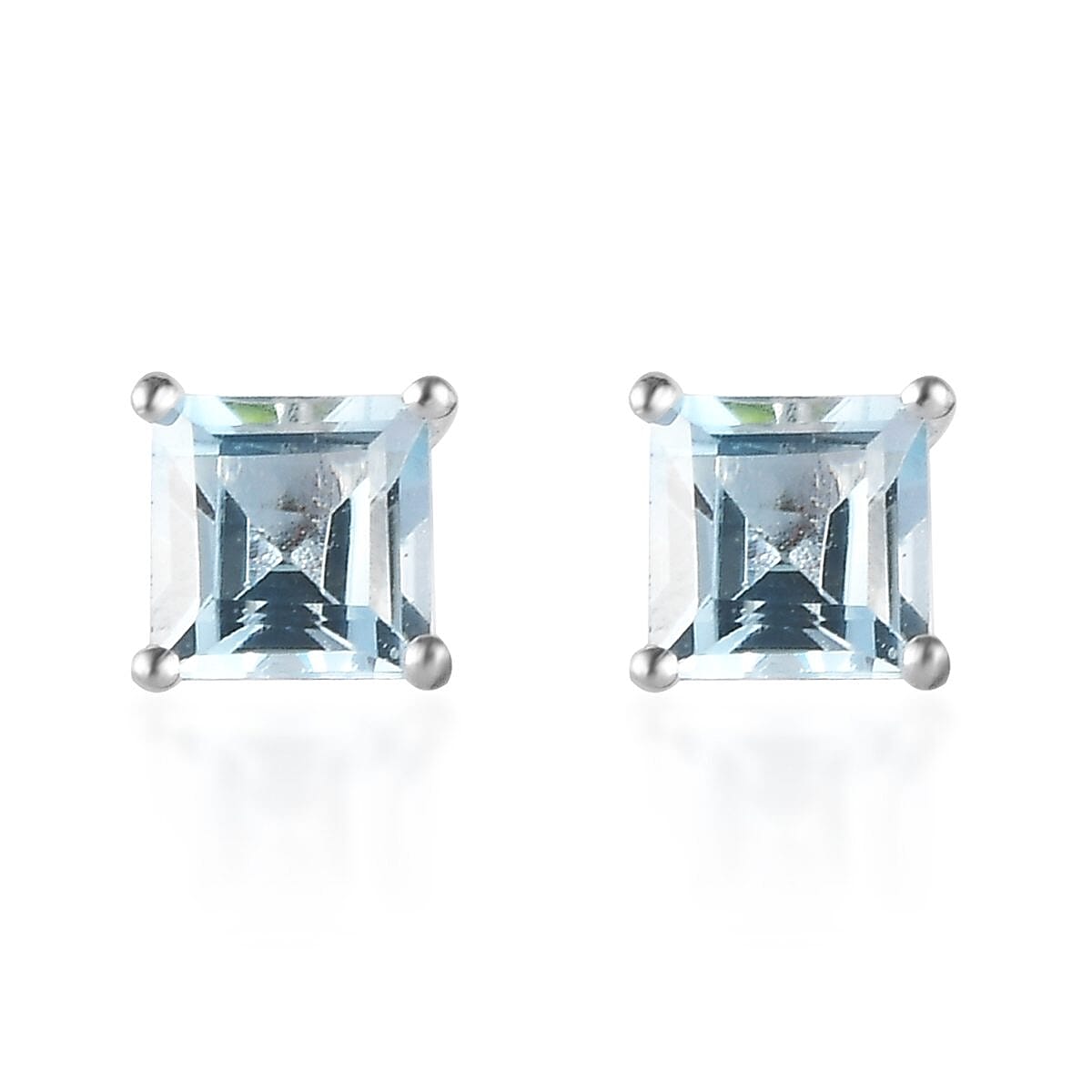 Sky Blue Topaz and Peridot 1.65 ctw Set of 2 Solitaire Stud Earrings in Sterling Silver  image number 2