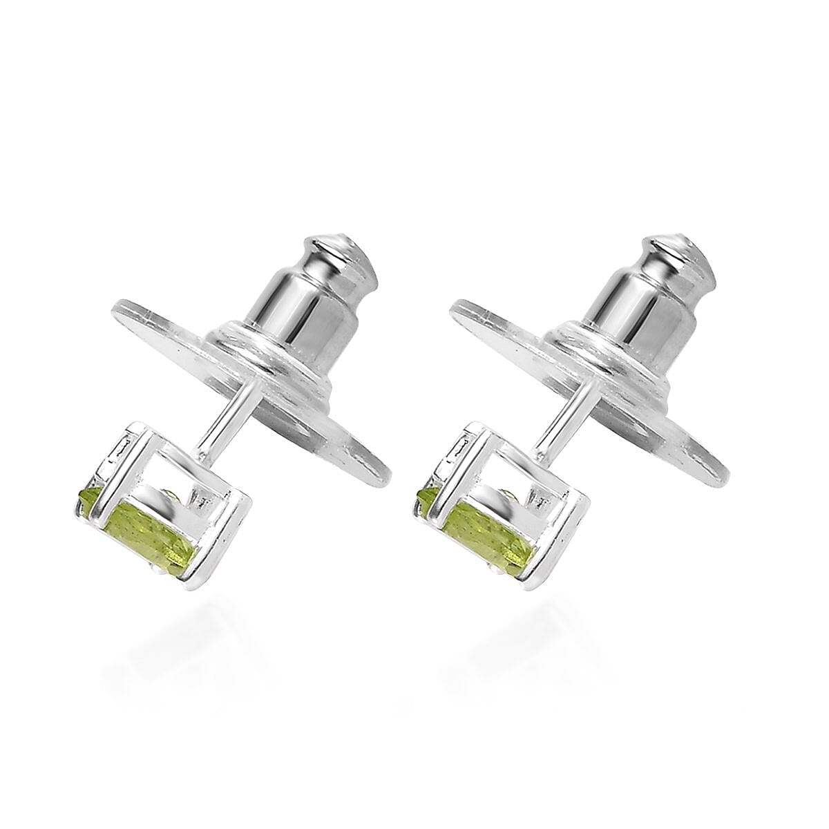 Sky Blue Topaz and Peridot 1.65 ctw Set of 2 Solitaire Stud Earrings in Sterling Silver  image number 4