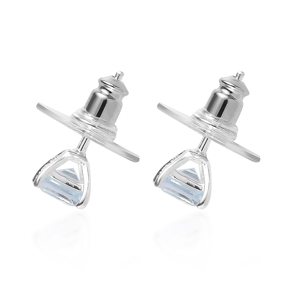 Sky Blue Topaz and Peridot 1.65 ctw Set of 2 Solitaire Stud Earrings in Sterling Silver  image number 5