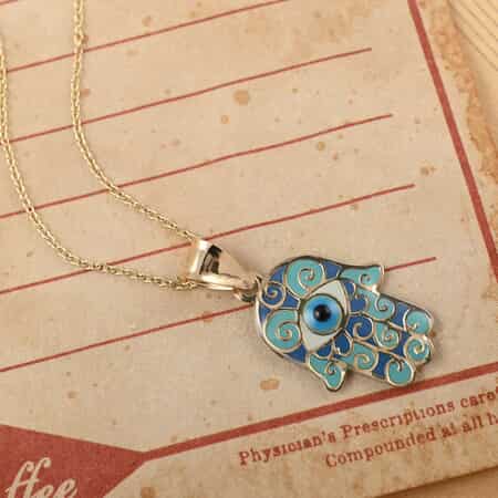 Buy 14K Yellow Gold Turquoise Enamel Hamsa Evil Eye Protector