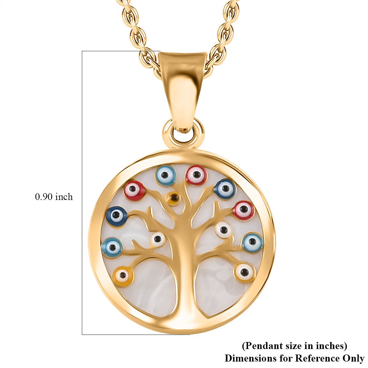 14K Yellow Gold Light Blue Enamel Whimsical Hamsa Evil Eye Protector Pendant with Necklace 16-18 Inches 1.60 Grams image number 5
