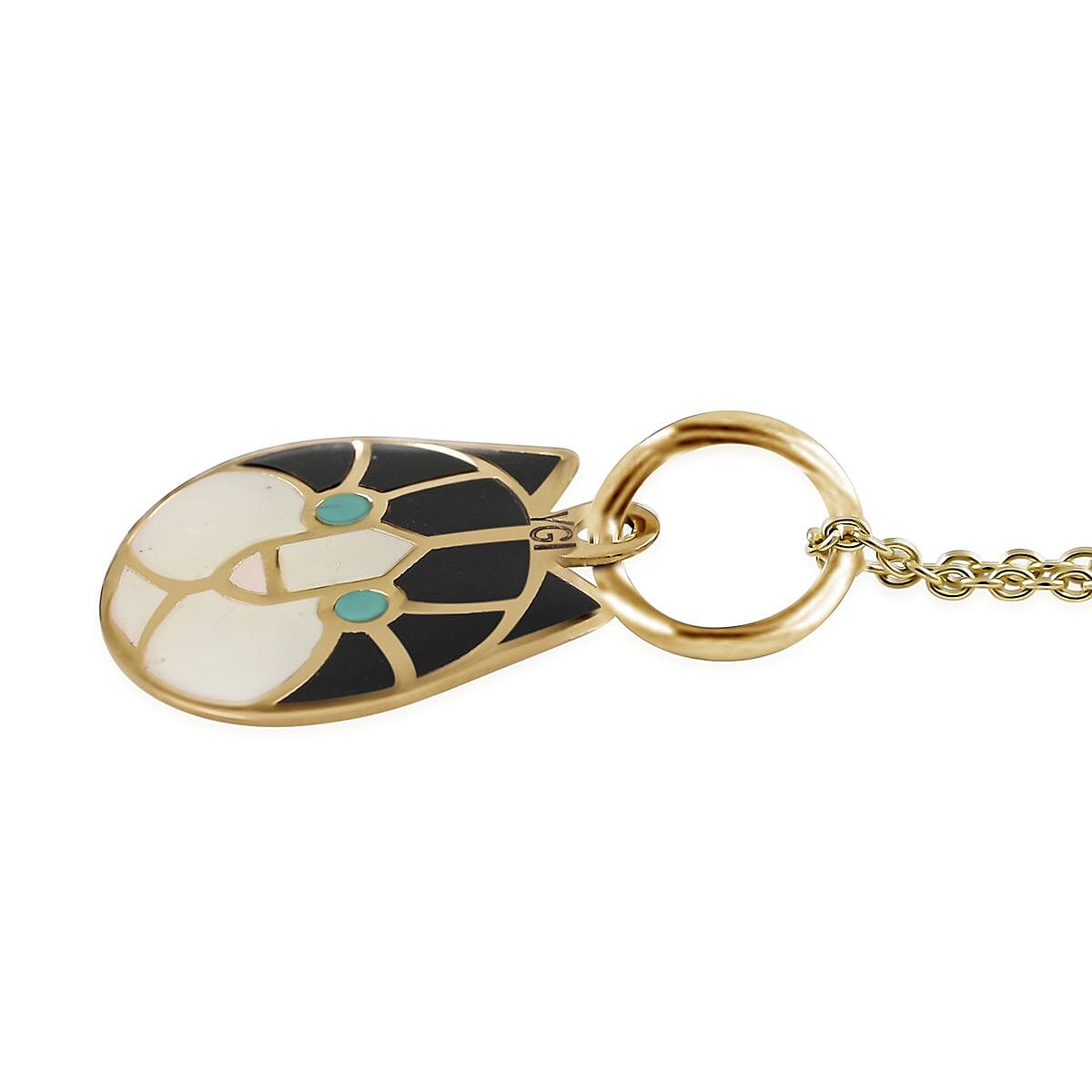 14K Yellow Gold Enamel Kitty Cat Pendant with Necklace 16-18 Inches 1.10 Grams image number 3