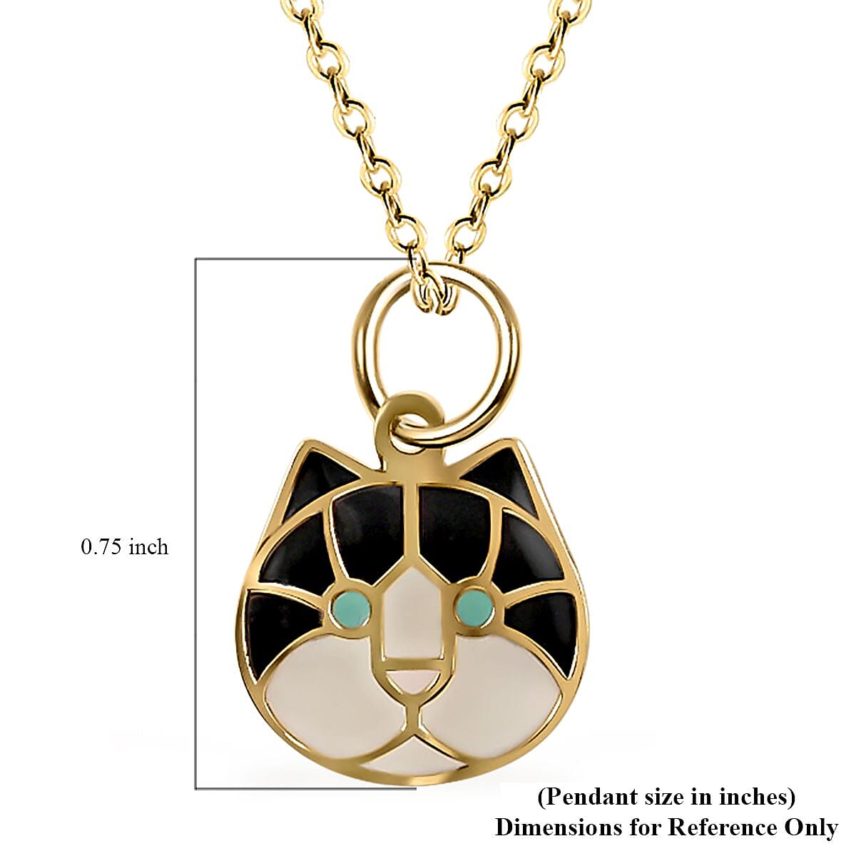 14K Yellow Gold Enamel Kitty Cat Pendant with Necklace 16-18 Inches 1.10 Grams image number 5
