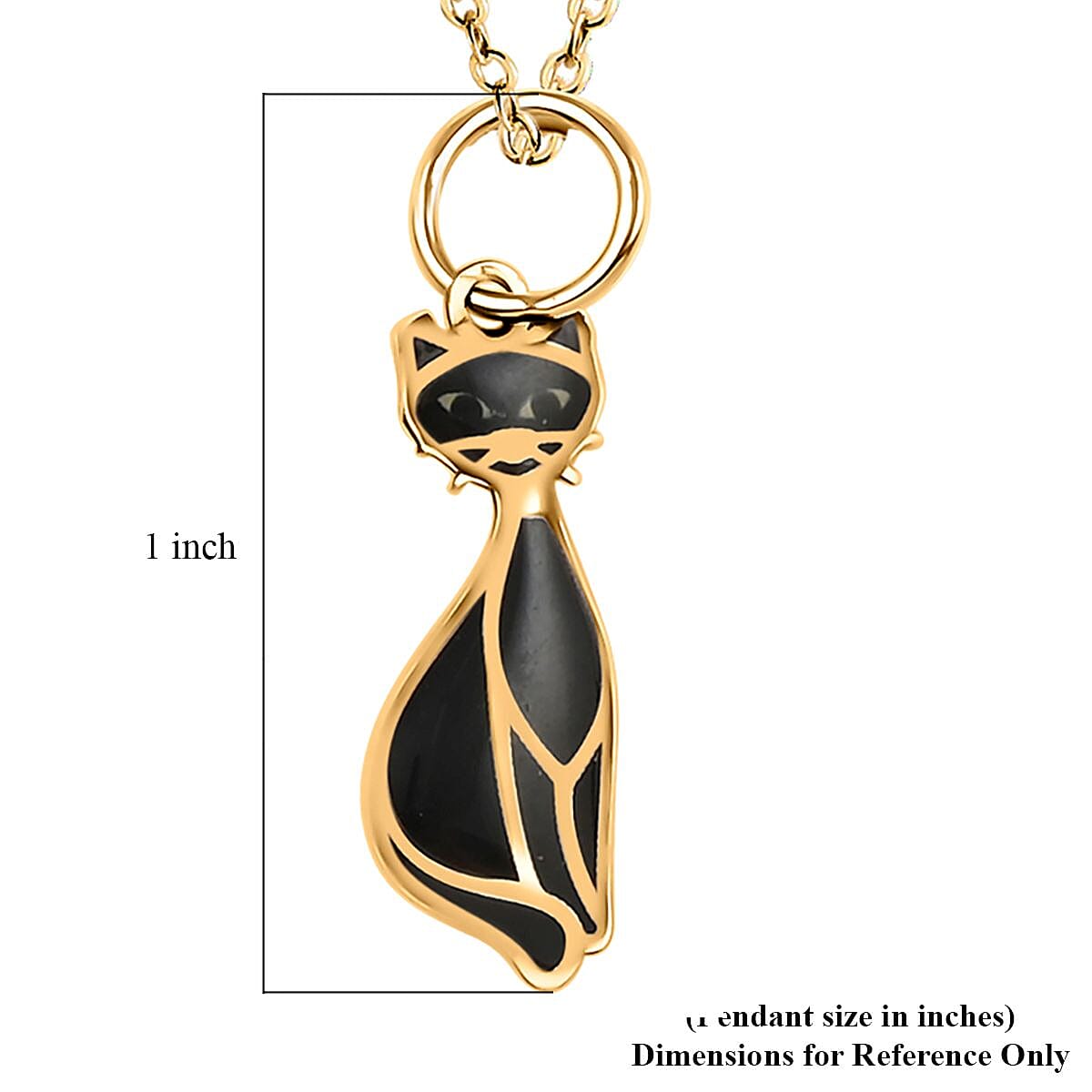 14K Yellow Gold Enamel Black Cat Pendant with Necklace 16-18 Inches 1.10 Grams image number 5