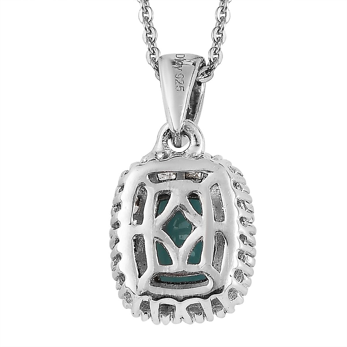Grandidierite, Natural Pink and White Diamond Halo Pendant Necklace 20 Inches in Platinum Over Sterling Silver 1.00 ctw