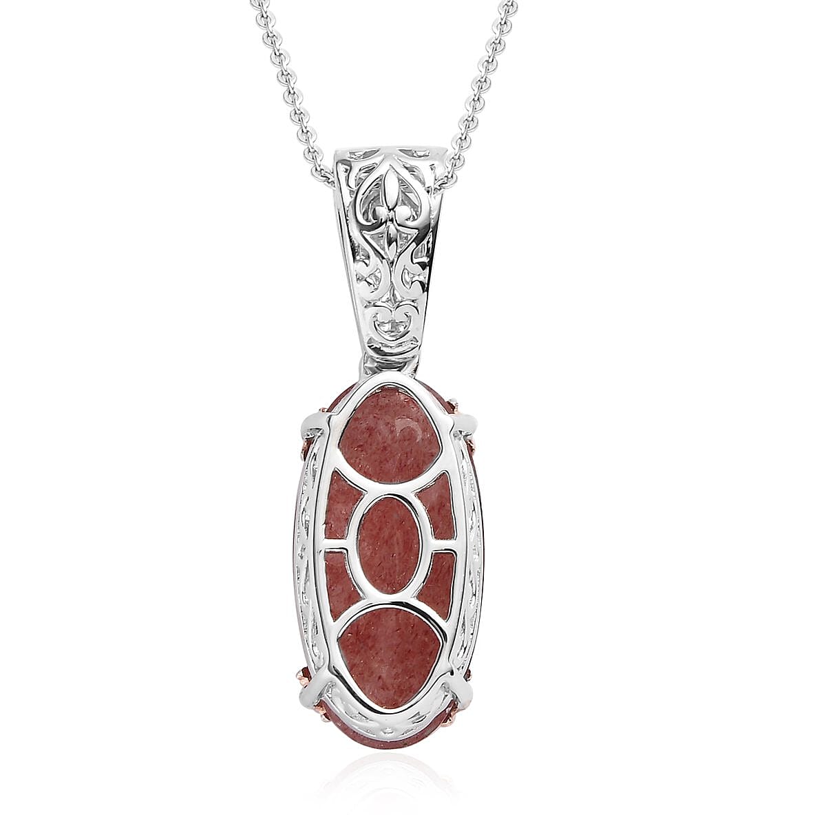 Tanzanian Natronite and Chrome Diopside Pendant Necklace 20 Inches in Vermeil Rose Gold and Platinum Over Sterling Silver 7.85 ctw