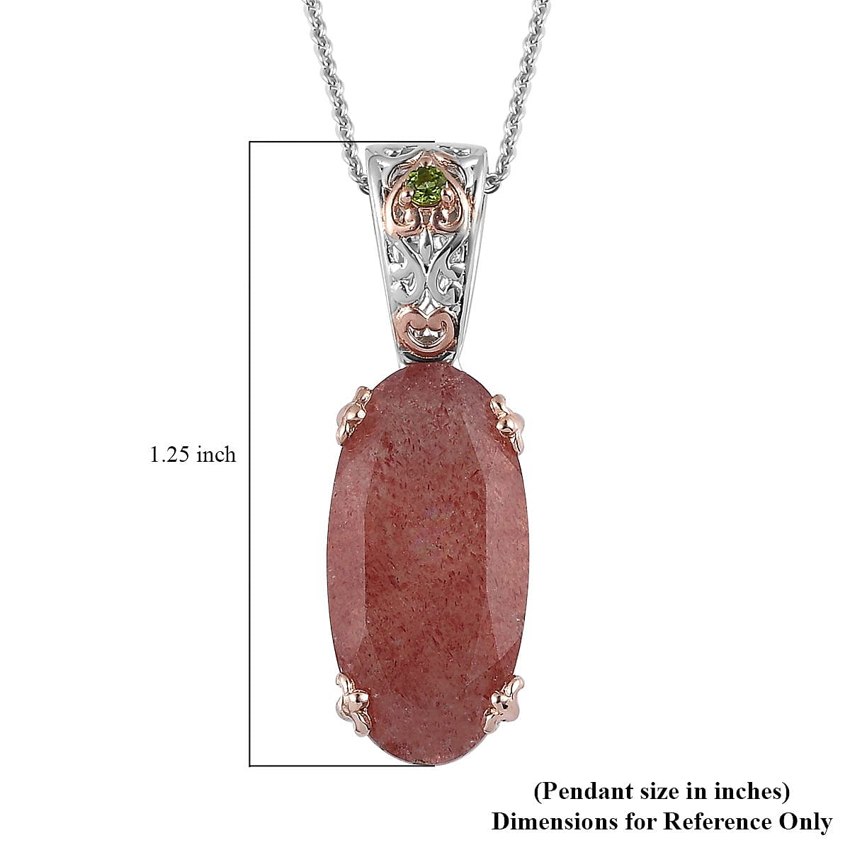 Tanzanian Natronite and Chrome Diopside Pendant Necklace 20 Inches in Vermeil Rose Gold and Platinum Over Sterling Silver 7.85 ctw