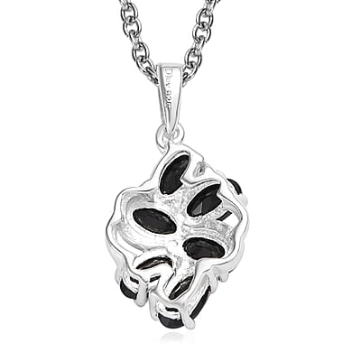 Thai Black Spinel 1.90 ctw Pendant in Sterling Silver with Stainless Steel Necklace 20 Inches