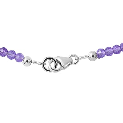 Lusaka Amethyst Heart Pendant with Amethyst Beaded Necklace 18 Inches in Platinum Over Sterling Silver 125.00 ctw