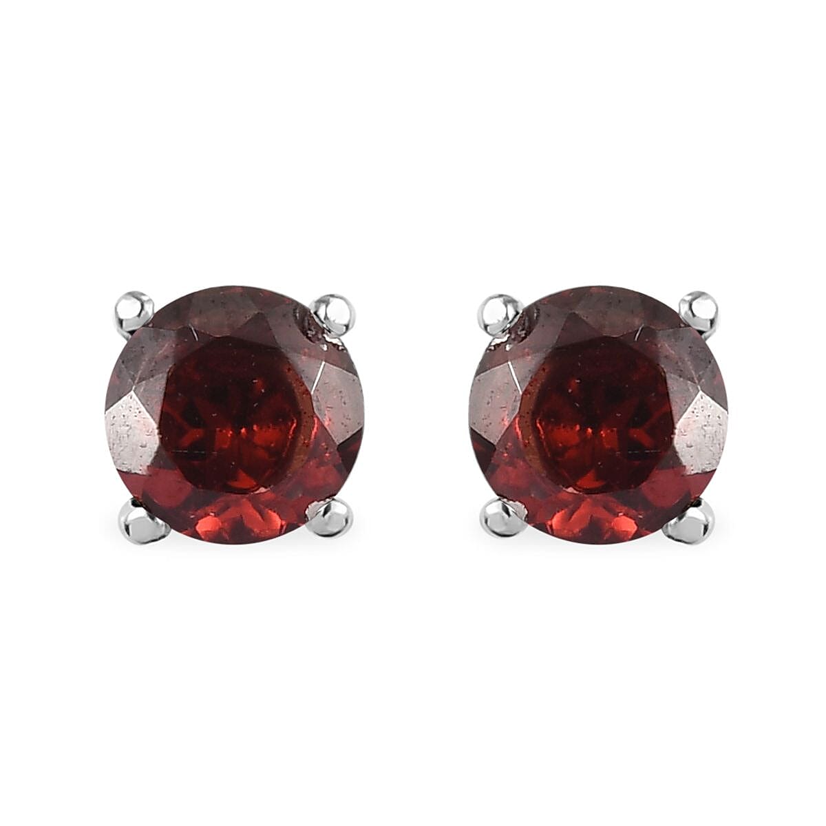 Mozambique Garnet Solitaire Stud Earrings, Ring (Size 7.0) and Pendant Necklace 20 Inches in Stainless Steel 3.75 ctw image number 5