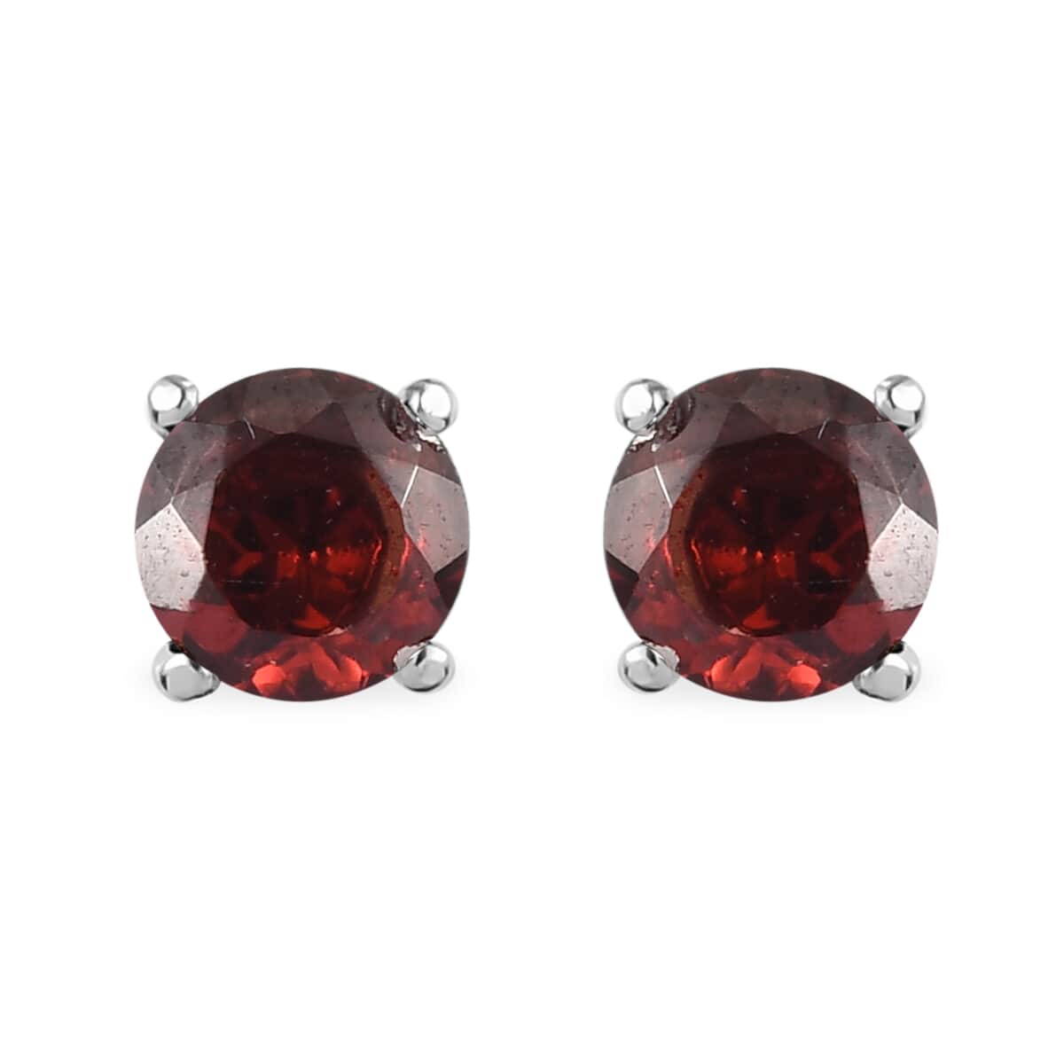 Mozambique Garnet Solitaire Stud Earrings, Ring (Size 8.0) and Pendant Necklace 20 Inches in Stainless Steel 3.75 ctw image number 4