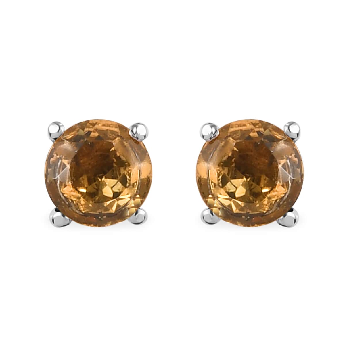 Brazilian Citrine Solitaire Stud Earrings, Ring (Size 6.0) and Pendant Necklace 20 Inches in Stainless Steel 3.00 ctw | Tarnish-Free, Waterproof, Sweat Proof Jewelry image number 4