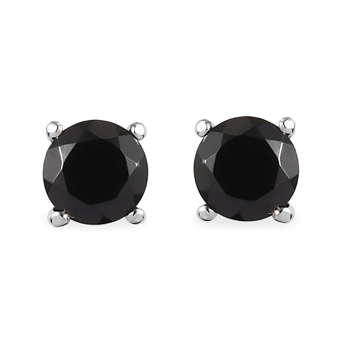 Thai Black Spinel Solitaire Stud Earrings, Ring (Size 7.0) and Pendant Necklace 20 Inches in Stainless Steel 3.25 ctw image number 6