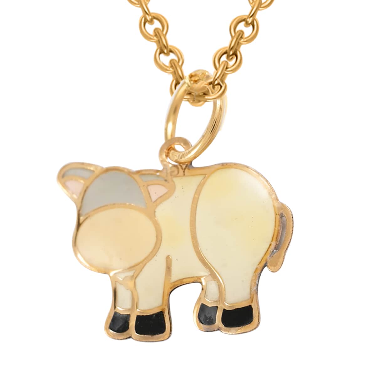 14K Yellow Gold Enameled Cow Pendant Necklace (18 Inches) (1.20g) image number 4