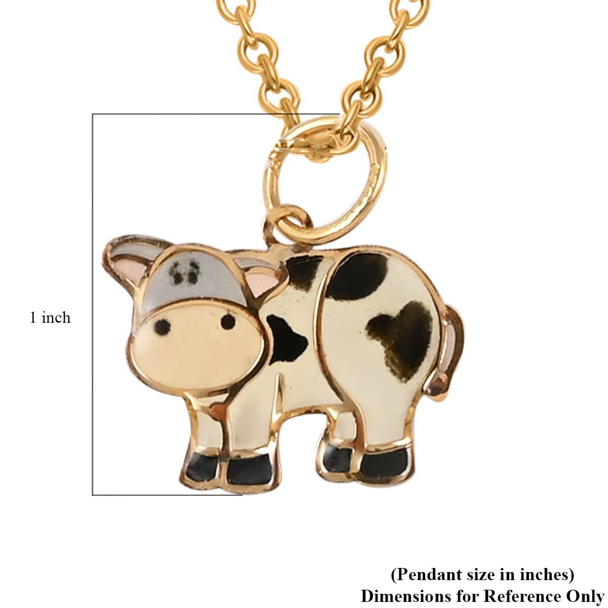 14K Yellow Gold Enameled Cow Pendant Necklace (18 Inches) (1.20g) image number 6