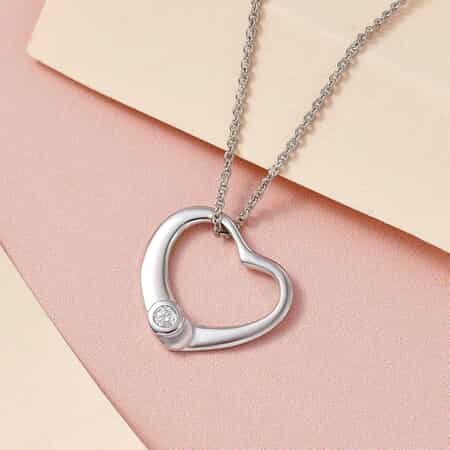 Heart Necklace, Sterling Silver, Plain Heart, Simple Heart, Modern