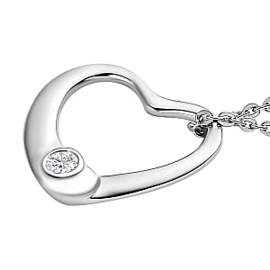 Moissanite 0.05 ctw Bubble Heart Pendant Necklace , Moissanite Heart Pendant Necklace , Platinum Over Sterling Silver Pendant Necklace , 20 inches Pendant Necklace