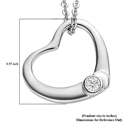 Moissanite 0.05 ctw Bubble Heart Pendant Necklace , Moissanite Heart Pendant Necklace , Platinum Over Sterling Silver Pendant Necklace , 20 inches Pendant Necklace