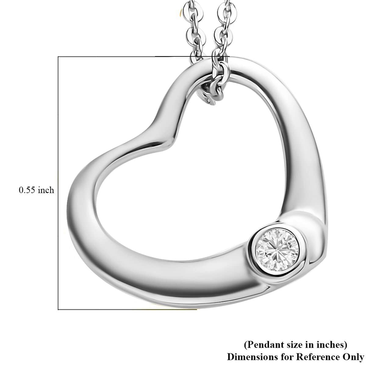 Mother’s Day Gift Moissanite Bubble Heart Pendant Necklace , Moissanite Heart Pendant Necklace , Platinum Over Sterling Silver Pendant Necklace , 20 inches Pendant Necklace 0.05 ctw image number 6