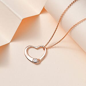 Moissanite 0.05 ctw Bubble Heart Pendant Necklace , Moissanite Heart Pendant Necklace , Vermeil Rose Gold Over Sterling Silver Pendant Necklace , 20 inches Pendant Necklace