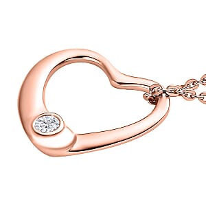 Moissanite 0.05 ctw Bubble Heart Pendant Necklace , Moissanite Heart Pendant Necklace , Vermeil Rose Gold Over Sterling Silver Pendant Necklace , 20 inches Pendant Necklace