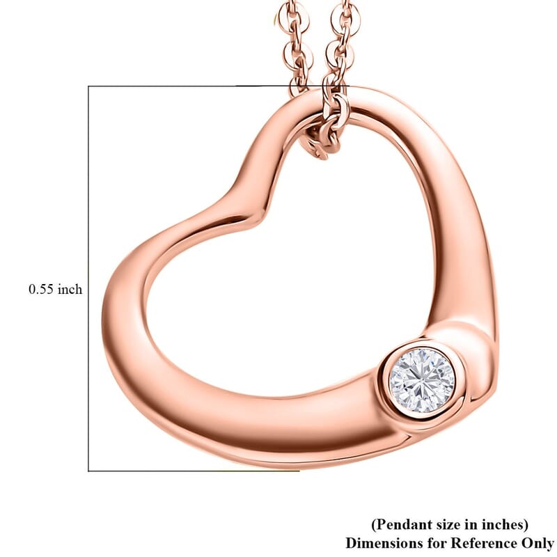 Moissanite 0.05 ctw Bubble Heart Pendant Necklace , Moissanite Heart Pendant Necklace , Vermeil Rose Gold Over Sterling Silver Pendant Necklace , 20 inches Pendant Necklace