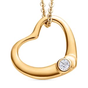 Moissanite 0.05 ctw Bubble Heart Pendant Necklace , Moissanite Heart Pendant Necklace , Vermeil Yellow Gold Over Sterling Silver Pendant Necklace , 20 inches Pendant Necklace