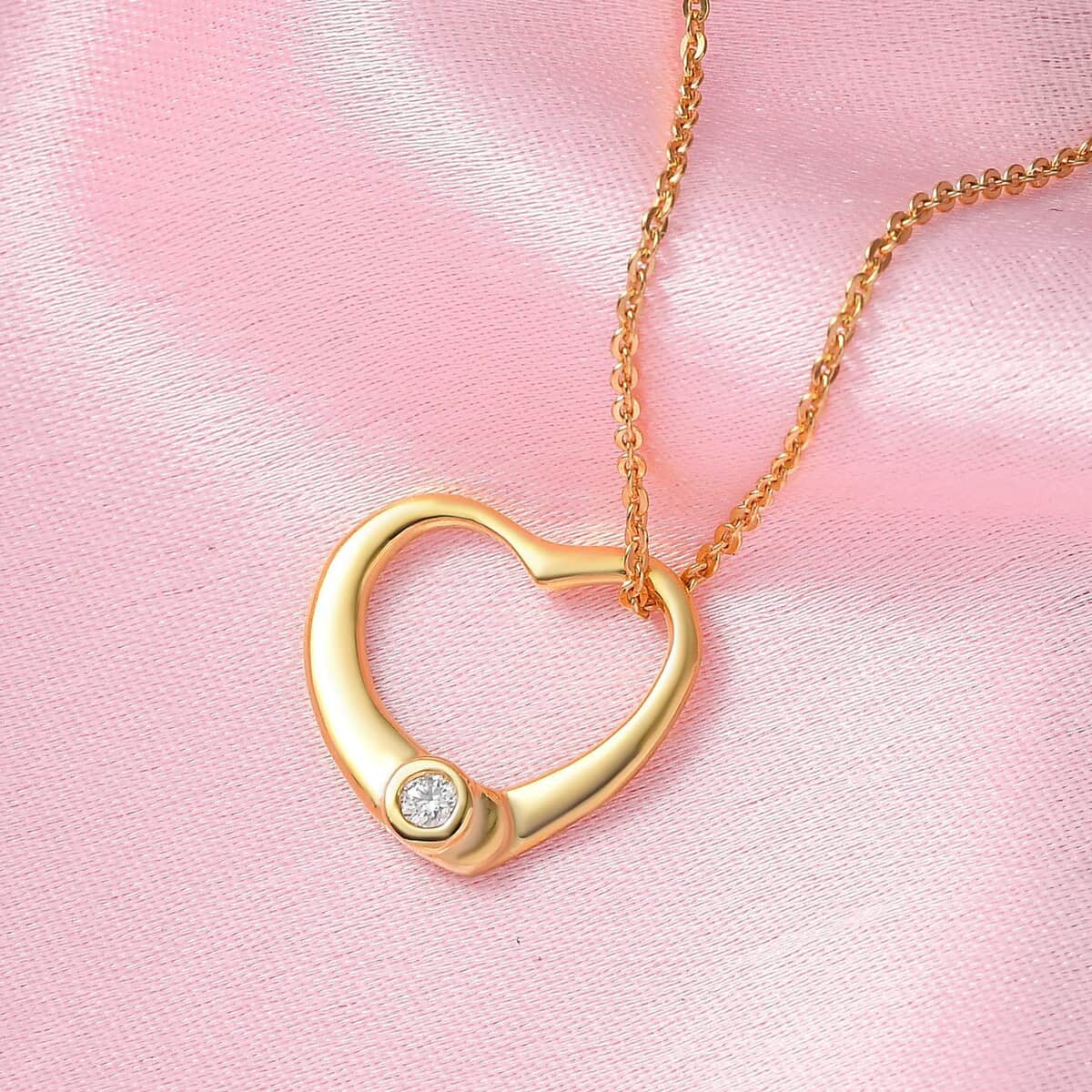 Moissanite 0.05 ctw Bubble Heart Pendant Necklace , Moissanite Heart Pendant Necklace , Vermeil Yellow Gold Over Sterling Silver Pendant Necklace , 20 inches Pendant Necklace image number 1