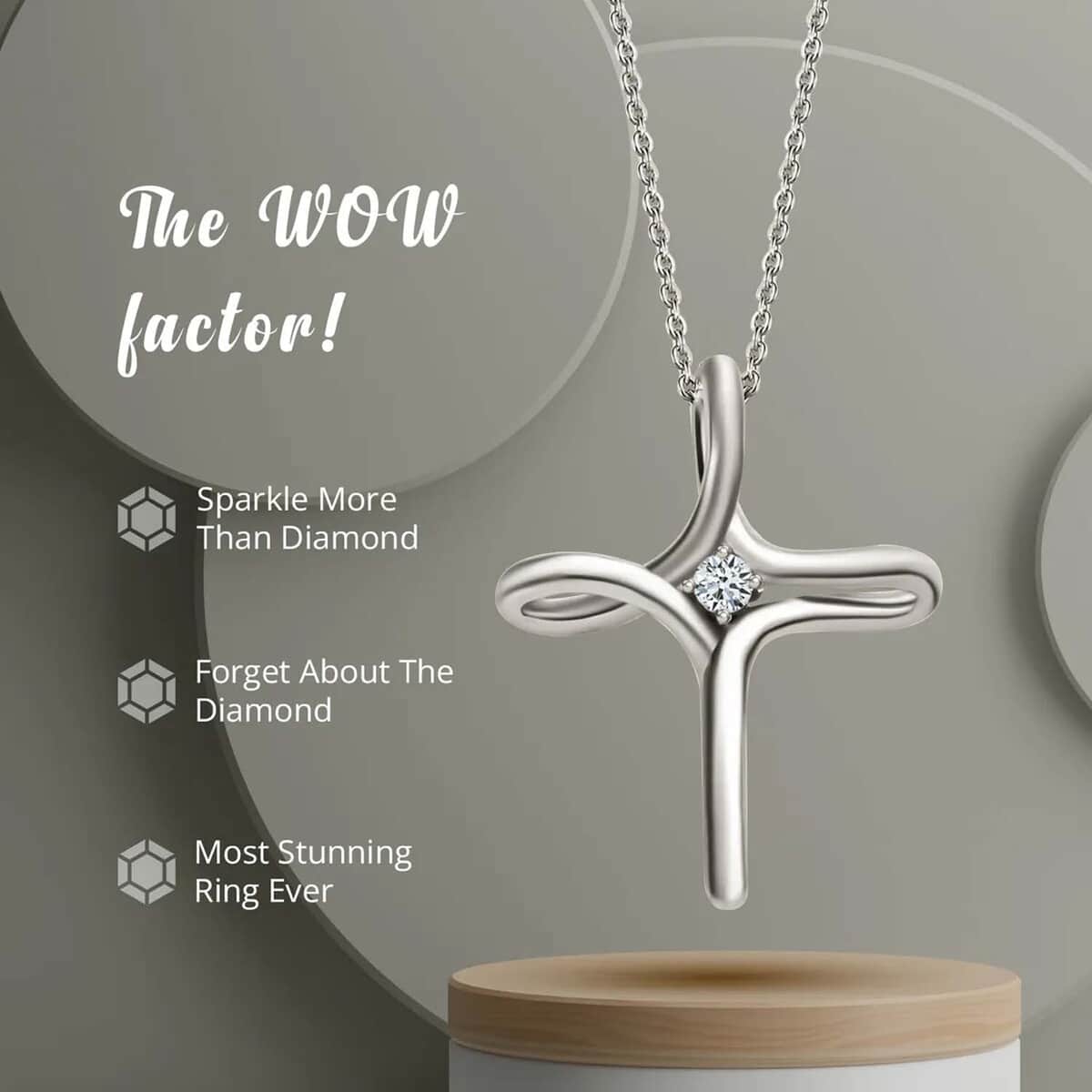 Moissanite Cross Pendant Necklace (20 Inches) in Platinum Over Sterling Silver (7.80 g) 0.20 ctw image number 4