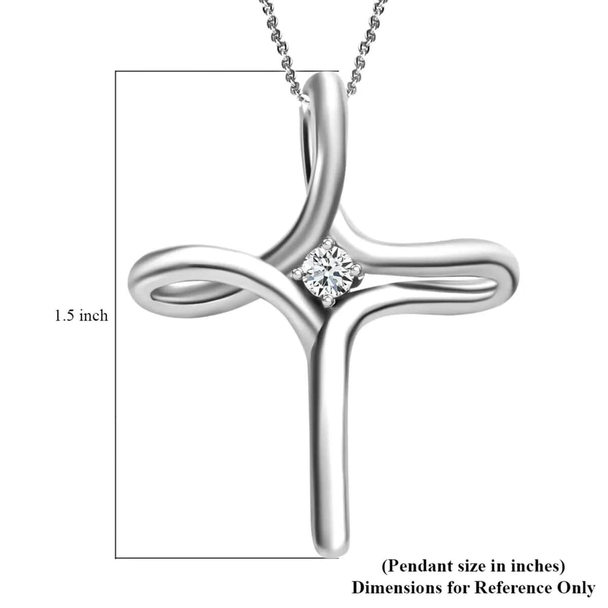 Moissanite Cross Pendant Necklace (20 Inches) in Platinum Over Sterling Silver (7.80 g) 0.20 ctw image number 6