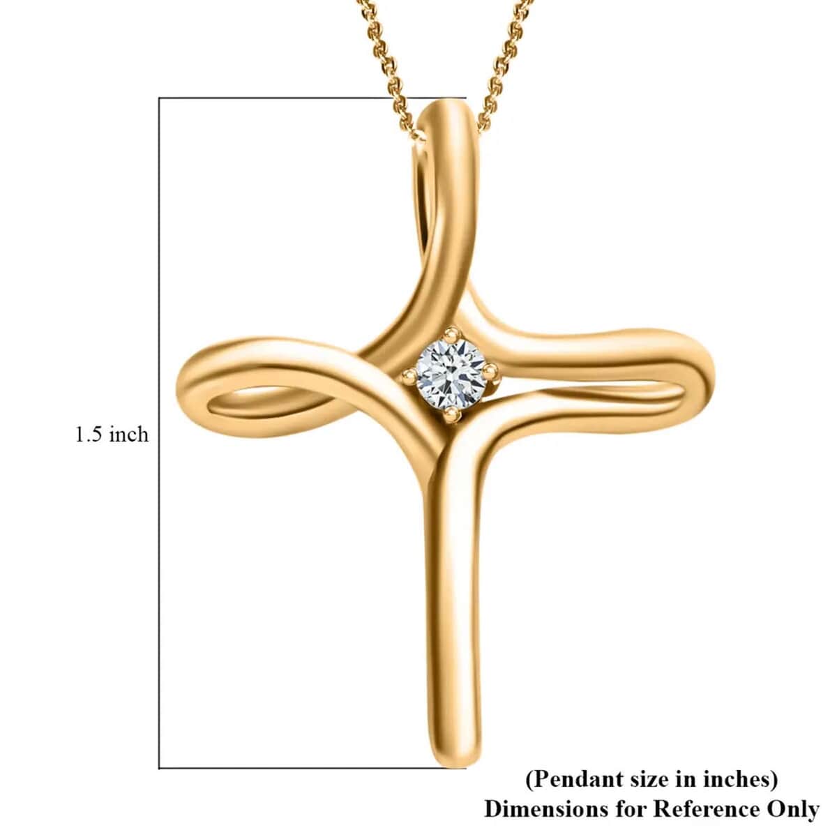 Moissanite 0.25 ctw Pendant Necklace, Twisted Cross Pendant, Matinee Length Necklace, Sterling Silver Necklace, YG Vermeil Over Sterling Silver Pendant image number 6