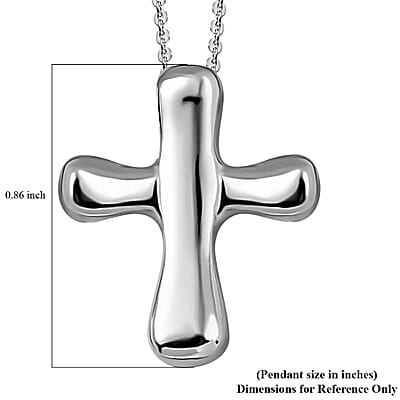 Cross Pendant Necklace, Platinum Over Sterling Silver Pendant Necklace, 20 Inch Pendant Necklace, Silver Cross Pendant Necklace 4.25 Grams