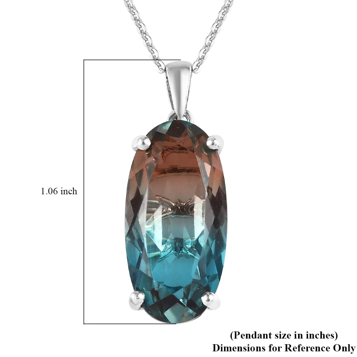 Aqua Terra Costa Quartz (Triplet) Solitaire Pendant Necklace 20 Inches in Platinum Over Sterling Silver 9.40 ctw image number 6