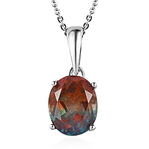 Aqua Terra Costa Quartz (Triplet) Solitaire Pendant Necklace 20 Inches in Platinum Over Sterling Silver 2.75 ctw