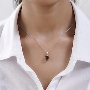 Aqua Terra Costa Quartz (Triplet) Solitaire Pendant Necklace 20 Inches in Platinum Over Sterling Silver 2.75 ctw