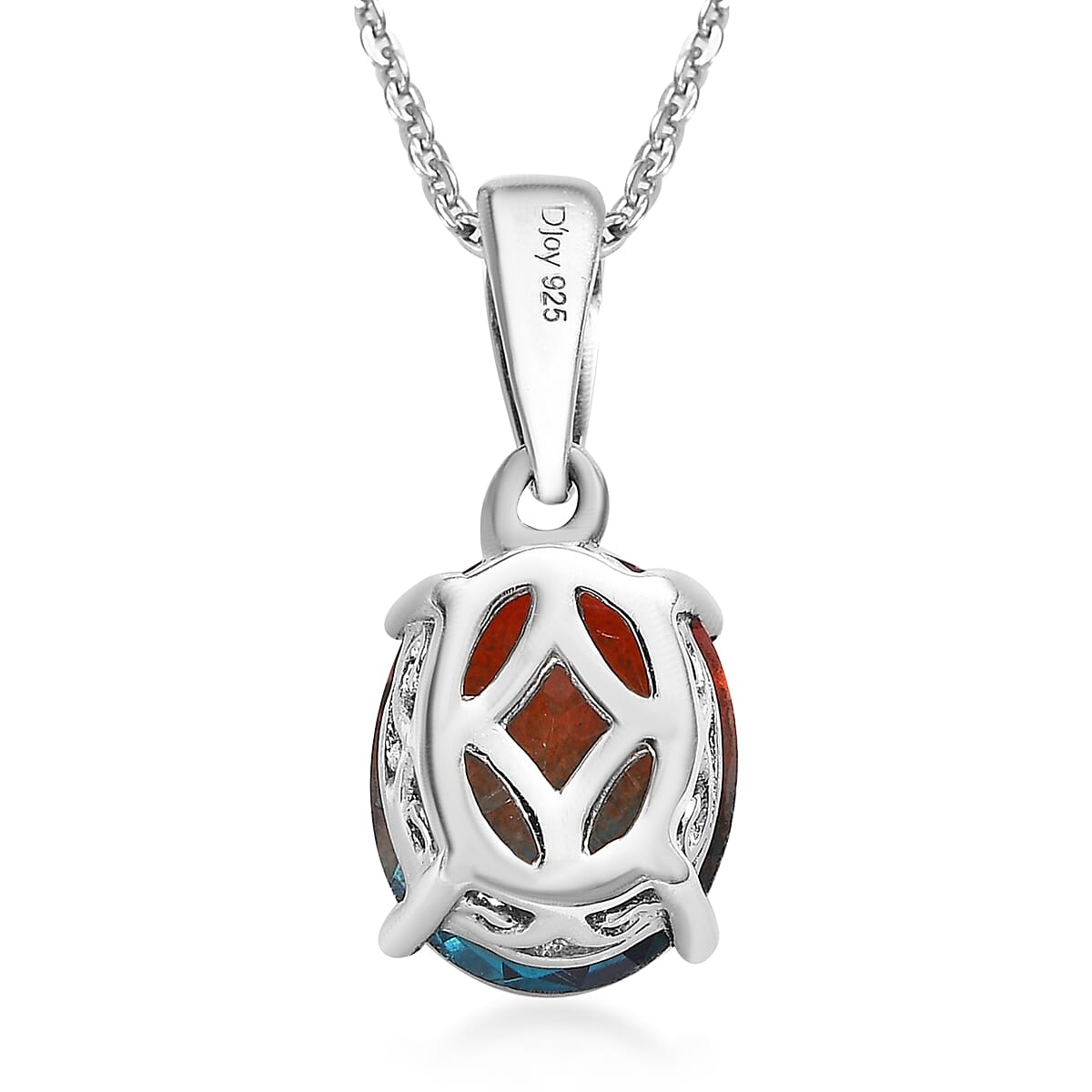 Aqua Terra Costa Quartz (Triplet) Solitaire Pendant Necklace 20 Inches in Platinum Over Sterling Silver 2.75 ctw image number 4
