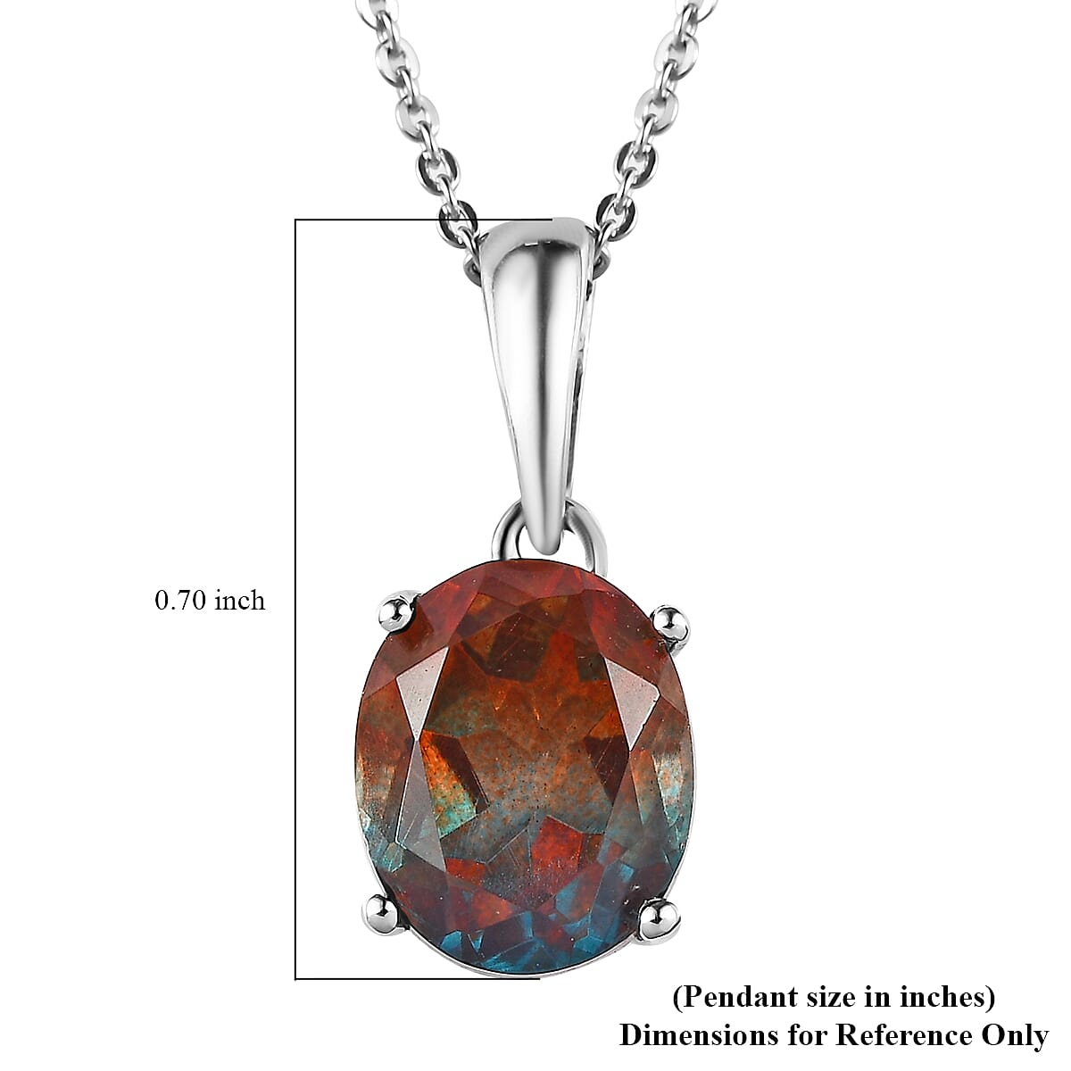 Aqua Terra Costa Quartz (Triplet) Solitaire Pendant Necklace 20 Inches in Platinum Over Sterling Silver 2.75 ctw image number 5