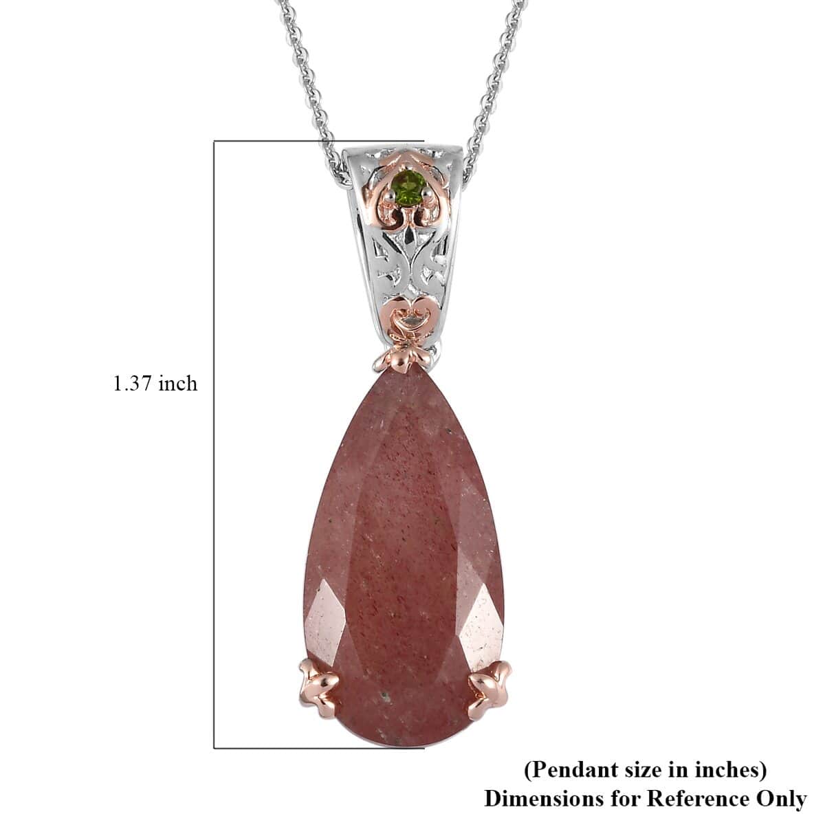 Tanzanian Natronite and Chrome Diopside Pendant Necklace 20 Inches in Vermeil Rose Gold and Platinum Over Sterling Silver 10.35 ctw image number 6