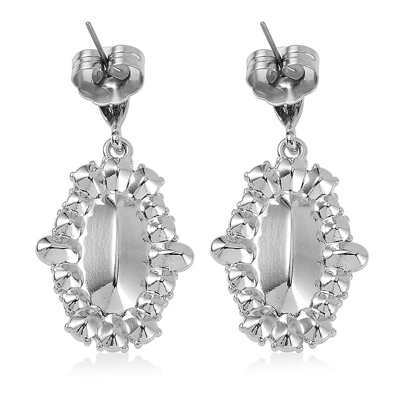 Simulated Aquamarine, Austrian Crystal Halo Ring (Size 9.00), Earrings and Pendant Necklace in Silvertone 20-22 Inches